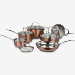 10 pc CuisinArt Classic Collectionî Stainless Steel Metallic Copper Cookware Set