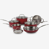 10 pc CuisinArt Classic Collectionî Stainless Steel Metallic Red Cookware Set