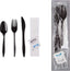 6 pc Plastic Cutlery Kit Black/ White includes Knife + Fork + Spoon + Napkin + Salt + Pepper 250/ Pack
