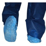 Shoe Covers Blue Non-Skid marked with Elastic Non-Woven Fabric Disposable 100-count per bag sold as Packi