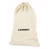 Laundry Bags Embroidered "LAUNDRY" Natural Cotton with Drawstring 25"x20" color: Ivory