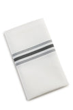 Napkins 18"x22"Fabric 7.1 oz. 100%  Spun Poly "Bistro Style" color WHITE with Grey Stripe 60/ Pack