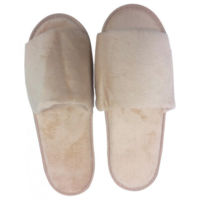 Light Brown Premium Terry Velour Closed Toe Indoor Slippers Ind. Bag Unisex Black Sole size 11" Packing