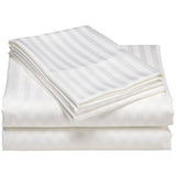 T-260 Luxury Percale Cotton-Poly Fitted Sheets FULL 54"x80"x12" color: White 1cm striped