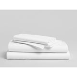 T-300 Sateen Finish Luxury Plain Cotton-Poly Flat Sheet QUEEN Size 92"x120" White