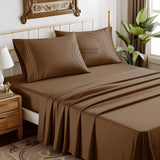 TWIN Sheet Set (Flat + Fitted + PC) Microfiber Extra Soft 3pc/ Set Count color: CH. BROWN