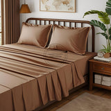 TWIN Sheet Set (Flat + Fitted + PC) Microfiber Extra Soft 3pc/ Set Count color: CH. BROWN