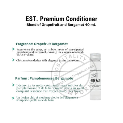 Mezcla de gel de baño premium de pomelo y bergamota de 40 ml, 288 unidades por paquete