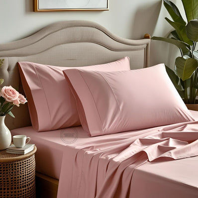 TC-180 FITTED SHEETS percale fabric color Rose size KING Beds Hospitality Thomaston Mills