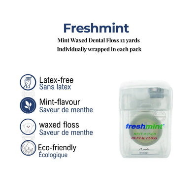 Freshmint® Mint Waxed Dental Floss 12 yards Individually wrapped (Count 144's/Pack)