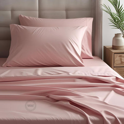 TC-180 FITTED SHEETS percale fabric color Rose size QUEEN Beds Hospitality Thomaston Mills