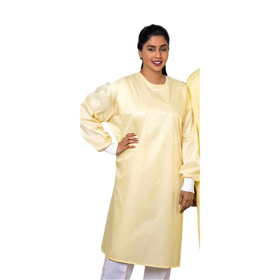 ISOLATION Gown Fluid Resistant Level 2 Knit Cuffs Multi-Use Fabric 3.1oz 99/1 P/C Color Yellow
