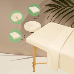 Spa Sheet Set (flat+fitted+face rest cover) Fabric Microfiber Plush color NATURAL 3 pc/ set for 4/Pack -test