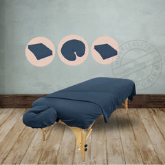 Spa Sheet Set (flat + fitted + face rest cover) Microfiber Plush color NAVY 3 pc/ set