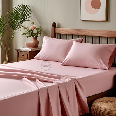 TC-180 FLAT SHEETS percale fabric color Rose KING size Hospitality Beds  Thomaston Mills