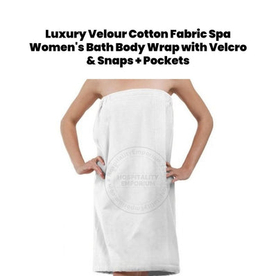 Luxury Velour Cotton Fabric Spa Women's Bath Body Wrap with Velcro & Snaps + Pockets size: L/XL 2/Pack