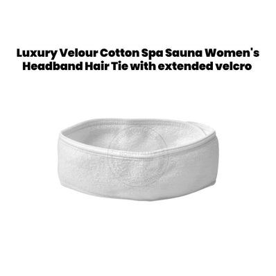 Luxury Velour Cotton Spa Sauna Women's Headband Hair Tie with extended velcro size Unisex 12/Pack