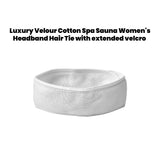 Diadema de terciopelo de algodón de lujo para spa, sauna, para mujer, con velcro extendido, tamaño unisex, paquete de 12