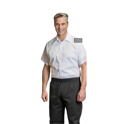 Cook Shirt SHORT SLEEVE Snap Closures No Pockets P/C Poplin Color White Size XS-XL 