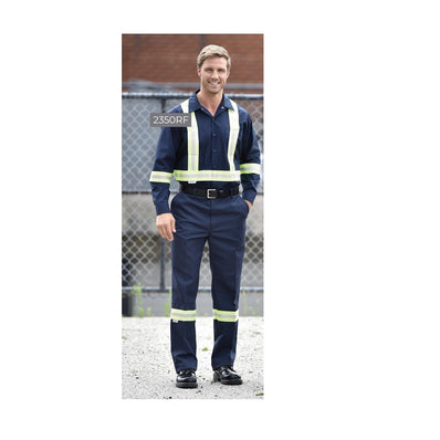 Work Shirt Poly/Cotton with 2" Reflective Tape, Long Sleeves, 2 Pockets, Snap Closures Color Charcoal Available sizes XS-XL  (Sold as 3's/ Pack)