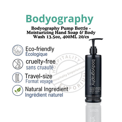 Bodyography Pump Bottle - Moisturizing Hand Soap & Body Wash 13.5oz, 400ML