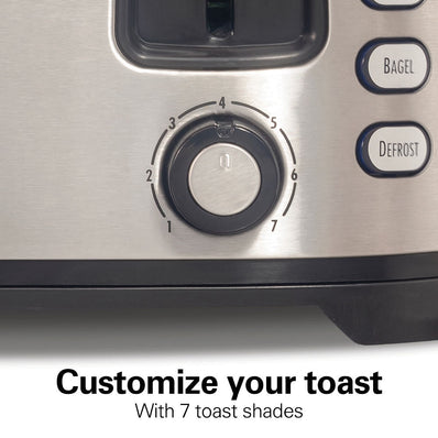 4 HB Slice Extra-Wide Slot Toaster, Toast Boost, Adj. Shade Select, Cool-Touch Sides, Black/Silver