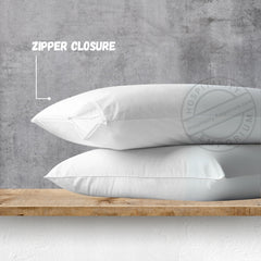 Protector de almohada de algodón y poliéster percal T180 con cierre de cremallera, tamaño 20" x 27", color estándar blanco, paquete de 12