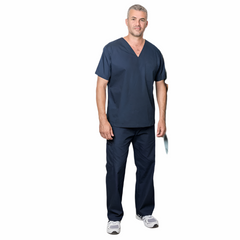 Premium Scrubs Top Shirts V-Neck Pullover Style Fabric twill 5.5oz Poplin 65/35 Poly/Cotton design Short Sleeve No Pockets MULTICOLOR Available sizes XS-XL (Sold as 6's/ Pack)