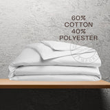 Fundas de edredón de algodón y poliéster de percal de primera calidad T-250 con solapa, tamaño individual, 66" x 88", color blanco, paquete de 2