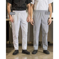Premium Baggy Chef Pants Poly/Cotton Twill Elastic Waistband with Drawstring 4 Pockets Color WHITE Available sizes XS-XL (Sold as 6's/ Pack)
