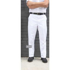 Econo Chef Pants Poly/Cotton Twill Dome Closure Color WHITE Available sizes XS-XL (Sold as 6's/ Pack)