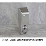 CLASSIC Liquid Bath Amenities Dispenser 1-Chamber color Satin Silver with Chrome Button 1/Pack