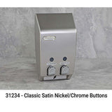 CLASSIC Liquid Bath Amenities Dispenser 2-Chambers color Satin Silver with Chrome Button