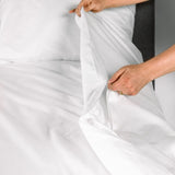 Fundas nórdicas de algodón y poliéster de percal de primera calidad T-250 con cremallera, tamaño queen de 88" x 88", color blanco, paquete de 2