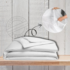 Fundas nórdicas de algodón y poliéster de percal de primera calidad T-250 con cremallera, tamaño queen de 88" x 88", color blanco, paquete de 2