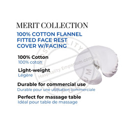 100% Cotton Flannel Fitted Face Rest Cover w/Facing, Color White/Nautral 12/Pack