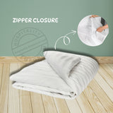 Fundas nórdicas de algodón y poliéster de percal de lujo T-260 con cremallera tamaño king de 88" x 102" color: blanco, 1 cm, a rayas, paquete de 2