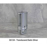 AVIVA Liquid Bath Amenities Dispenser 1-Chamber color Satin Silver & Transluscent 