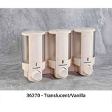 AVIVA Liquid Bath Amenities Dispenser 3-Chambers color White OR Vanilla & Translucent 