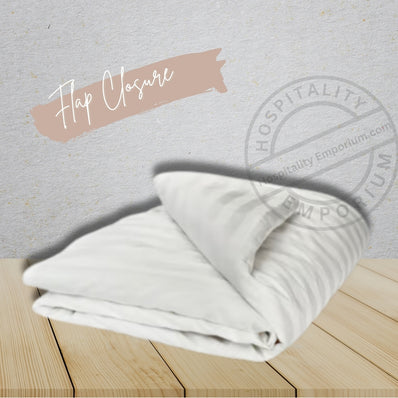 T-260 Luxury Percale Cotton-Poly Duvet Covers FLAP FULL 82"x88" color: White 1cm striped 2/Pack