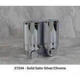 AVIVA Liquid Bath Amenities Dispenser 2-Chambers Chrome with Solid Satin finish