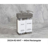 SOLera Liquid Dispenser Bracket color Satin Silver with 2-Chambers 440mL Rectangular Bottle & Pump with Std. White Labels 