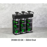 SOLera Liquid Dispenser Bracket color Black with 3-Chambers 360mL Oval Bottle & Pump with Gingko Labels 