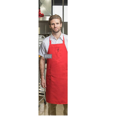 STD. Bib Apron with 3 Pockets Twill Fabric 7.1oz 100% SpunPoly size 32in W X 34in L Multi-Color 12/Pack