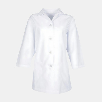 PREM. SMOCK Button/Snap Closures3/4 Length Sleeve 2 lower pockets Twill 5.5oz Poplin 65/35 P/C Color WHITE/NAVY sizes XS-L 
