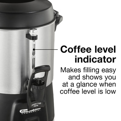 Proctor Silex® Commercial Alum. Urn, 40 cup, one hand dispensing, coffee level indicator