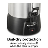 Urna comercial de aluminio Proctor Silex, 60 tazas, dispensación con una mano, indicador de nivel de café, 1/paquete