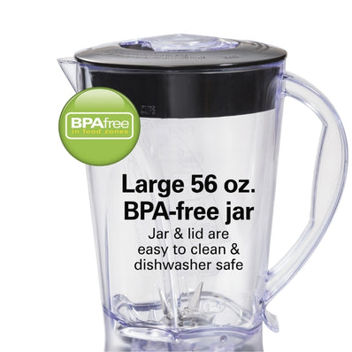 Hamilton Beach 10 Spd. Smoothie Blender, w/56 Oz. Capacity, Dishwasher Safe Jar, Black