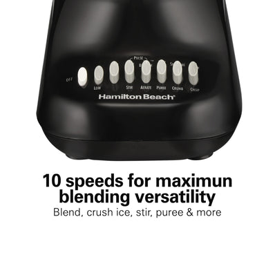 Hamilton Beach 10 Spd. Smoothie Blender, w/56 Oz. Capacity, Dishwasher Safe Jar, Black