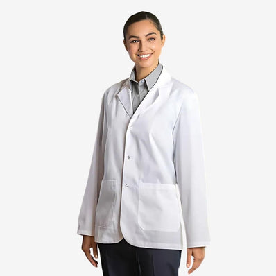 PREM. SHORT COUNTER Coat Snap Closures 2 Pockets or 3 Pockets P/C Color White sizes XS-XL